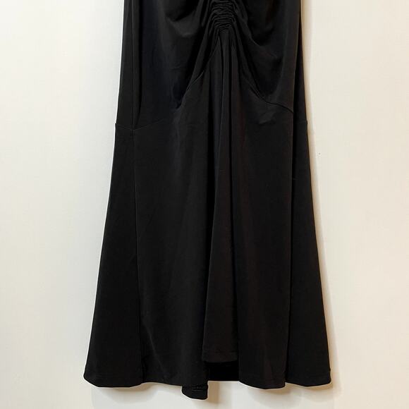 J.Crew Ruched Center Seam Dress Matte Jersey Midi Sleeveless LBD CI890 Black XS - Picture 6 of 14